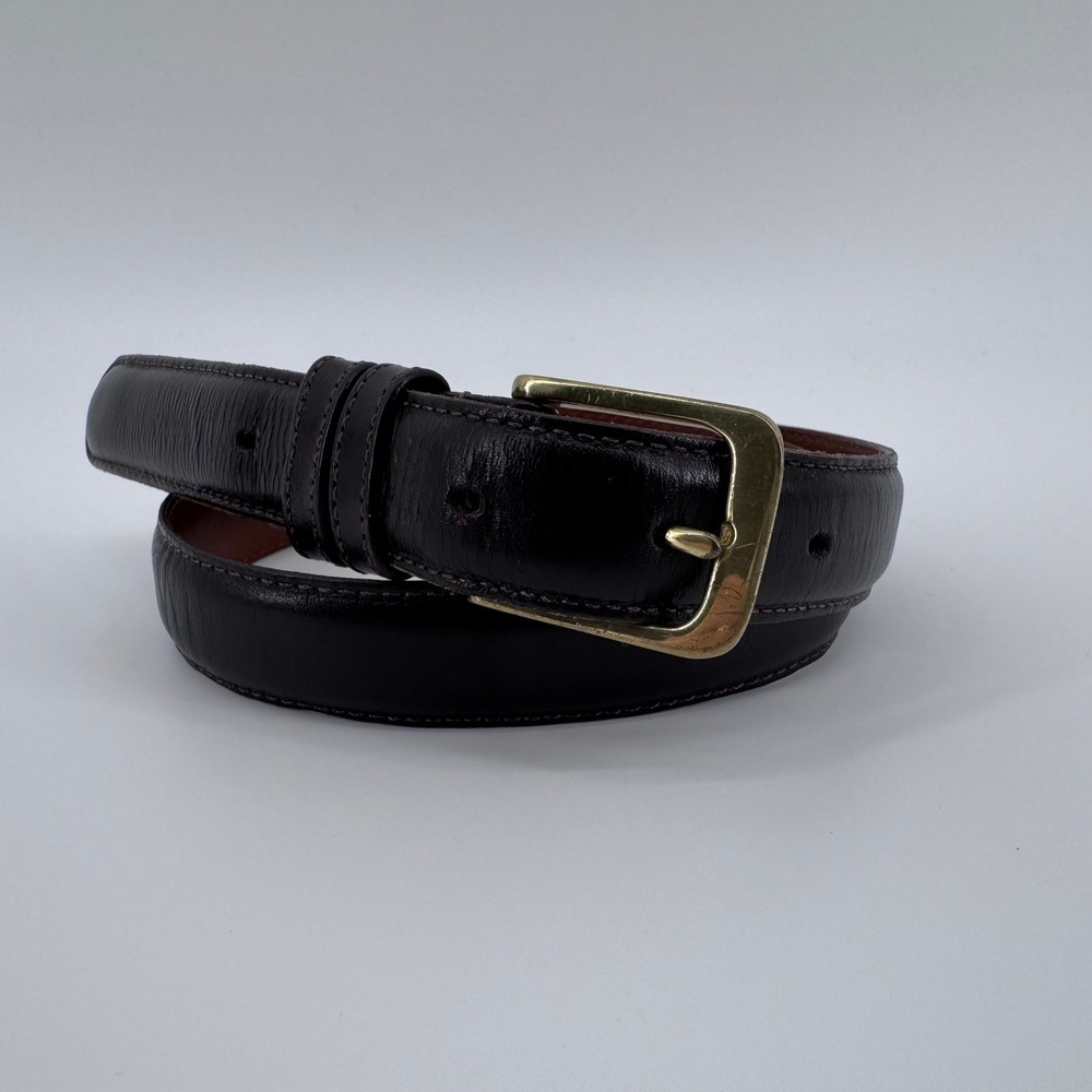 Coach Belt Men 30 Mocha Brown Burnished Cowhide Leather Solid Brass 5700 Vintage
